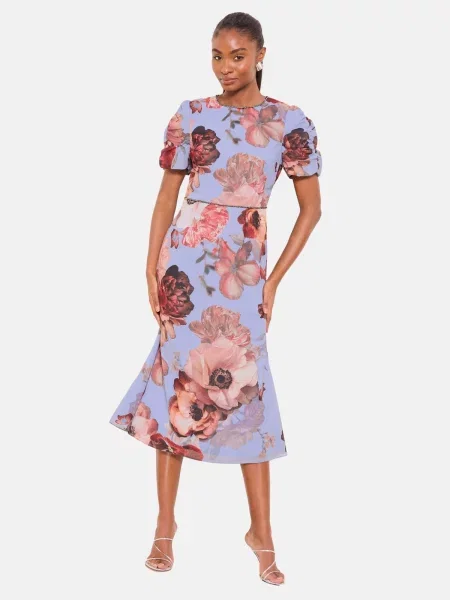 Lipsy Rochie regal / maro ruginiu / maro închis / roz pudră albastru