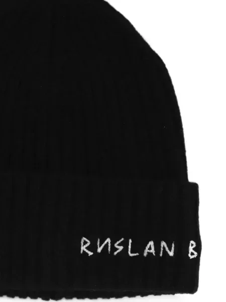 Pletený čepice Ruslan Baginskiy s autogramem černý