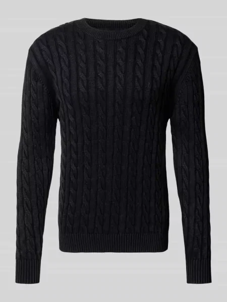 Sweter z dzianiny z wzorem warkocza Replay czarny