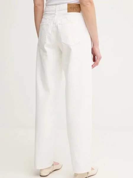 Džíny Calvin Klein Jeans high waist bílé