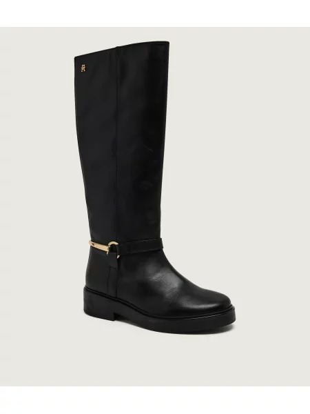 Tommy Hilfiger De piele cizme de echitație negru