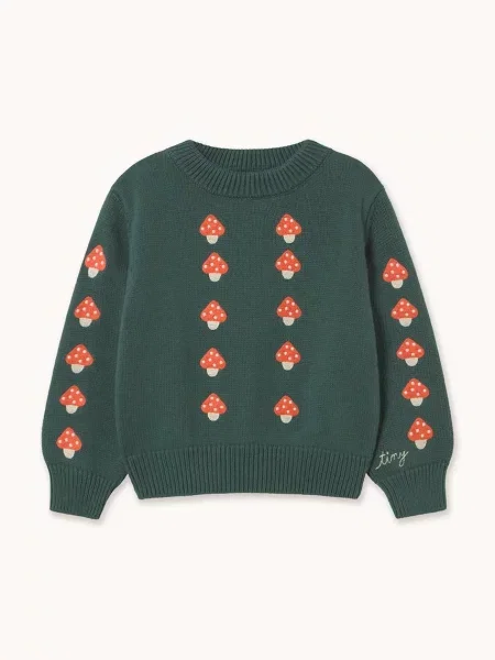 Tinycottons sveter detský MINI MUSHROOMS SWEATER zelená
