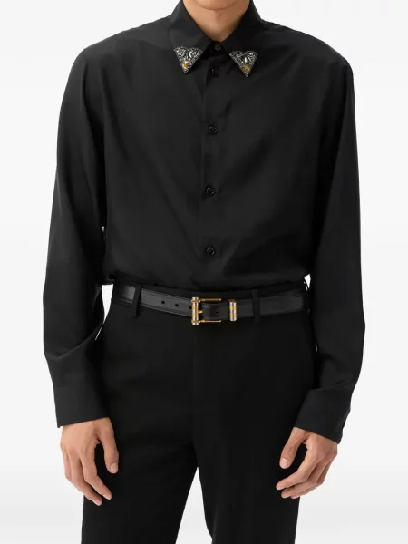 Cămașă Versace de mătase negru