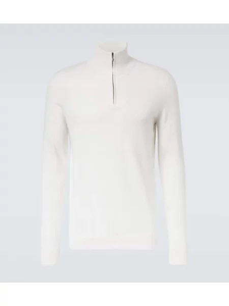 Polovična zadrga pulover Le Kasha iz kašmirja bela