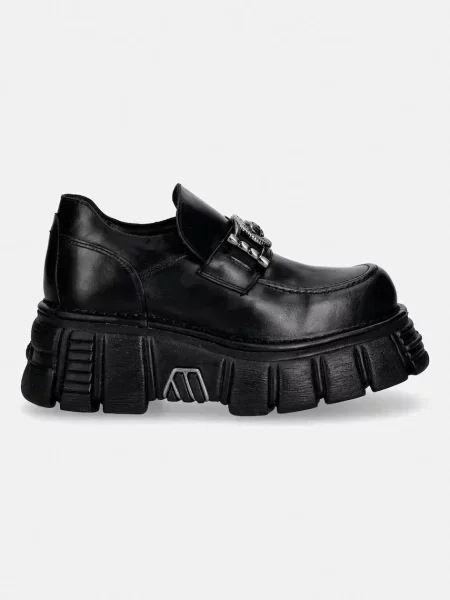 New Rock mokasyny skórzane CRUST NEGRO TOWER NEGRO LATERAL czarne