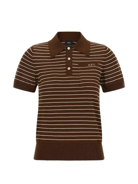 Tricou polo A.p.c. cu dungi maro