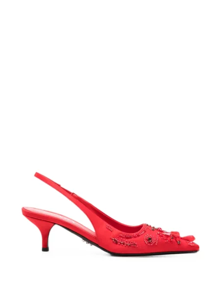Pantofi cu toc Prada slingback roșu