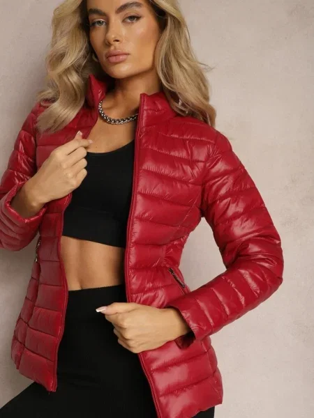 Przejściowa Kurtka Pikowana z Zasuwanymi Asethalia bordowa