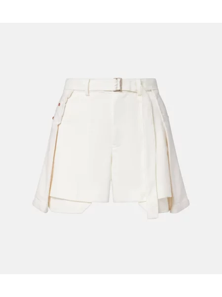 Pantaloni scurți din denim Sacai alb
