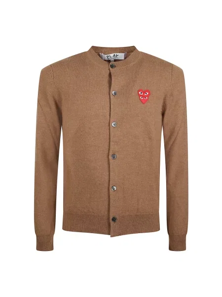 Kardigan Comme Des Garcons Play wełniany w serca brązowy