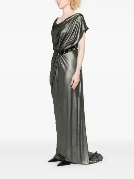 Rochie maxi Gemy Maalouf drapată de costum argintiu