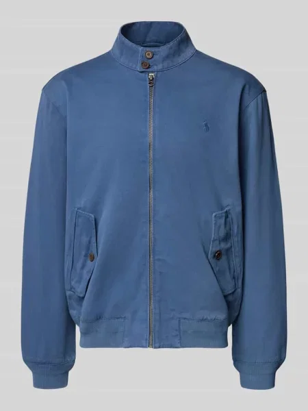 Wiatrówka ze stójką i wyhaftowanym logo Polo Ralph Lauren niebieska