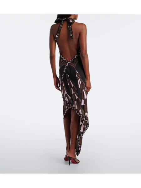 Rochie midi Pucci de mătase cu gât halter
