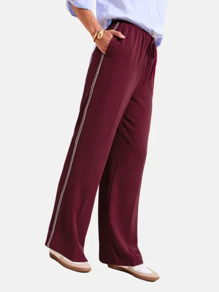 Friends Like These Pantaloni cu dungă roșu burgundy alb