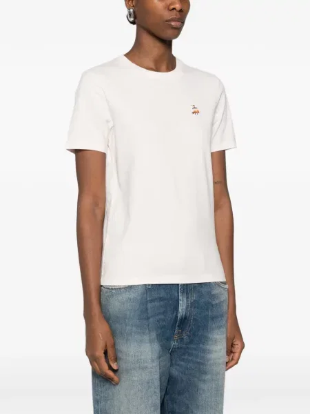 Tricou Maison Kitsune cu broderie roz