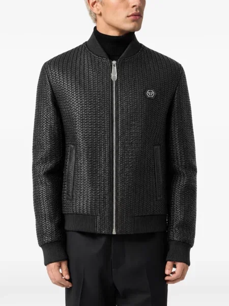 Geanta de piele Philipp Plein negru