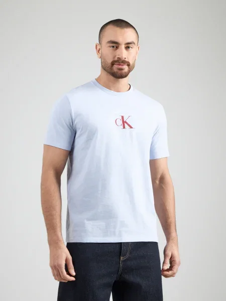 Calvin Klein Jeans Majica pastelno lila / temno rdeča bela