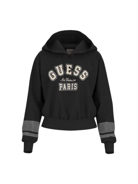 Bluza z kapturem Guess z kapturem czarna