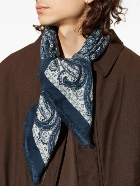 Fular Etro cu imagine cu model paisley albastru