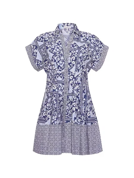 Rochie tip cămașă Cara Cara cu imagine albastru