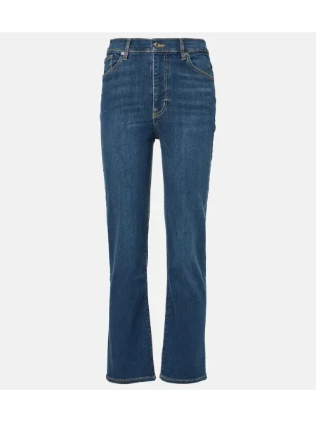 Proste jeansy Frame z wysoką talią niebieskie