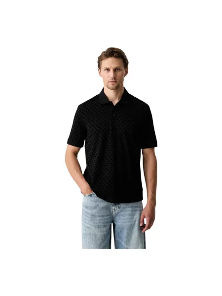 Koszulka polo o kroju regular fit z czystej bawełny Armani Exchange czarna