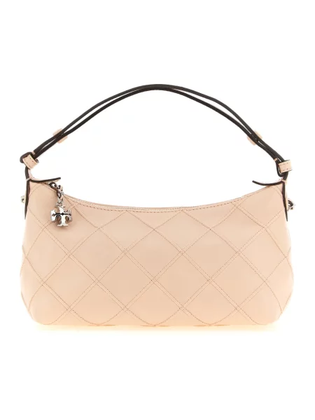 Tory Burch torebka crossbody skórzana Fleming beżowa