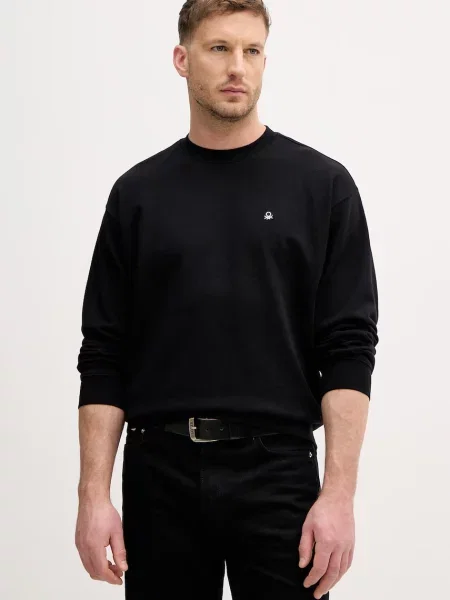 United Colors of Benetton pulover bombažen črna