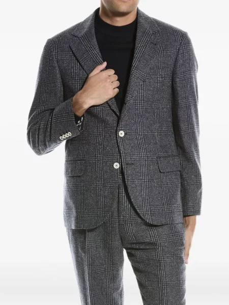 Costum Brunello Cucinelli în carouri gri