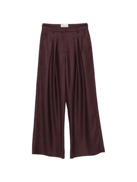 Pantaloni palazzo Bompard din țesătură twill maro