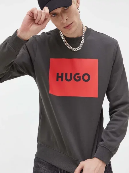 Суитчър Hugo с принт сиво