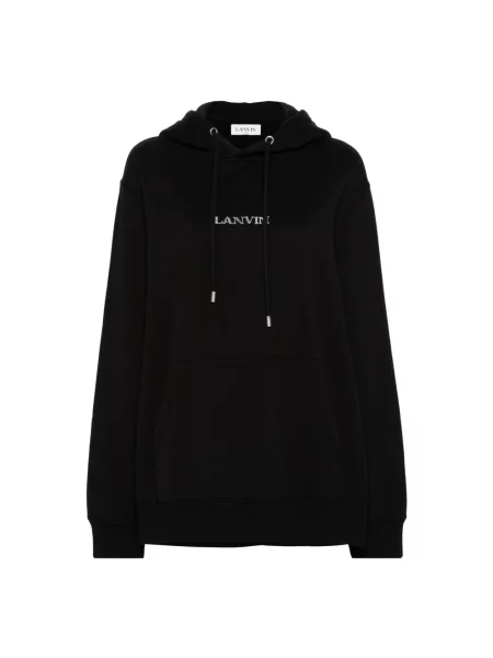 Haftowana bluza z kapturem Lanvin czarna
