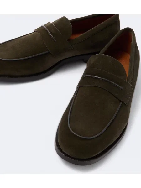 Pantofi loafer Zegna din piele de căprioară verde