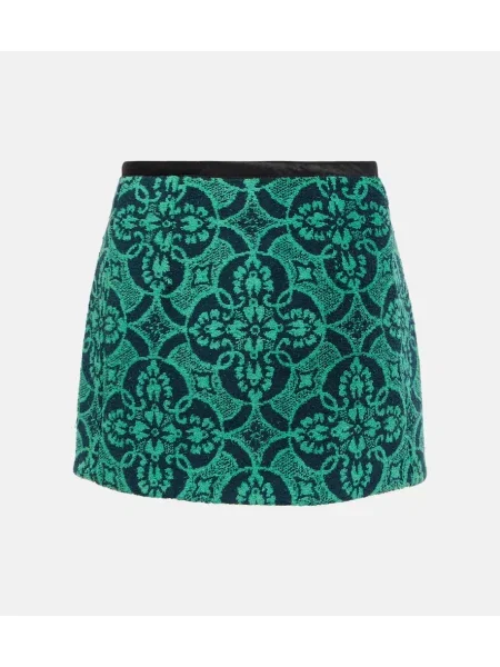 Fustă Marine Serre cu talie înaltă din jacard verde