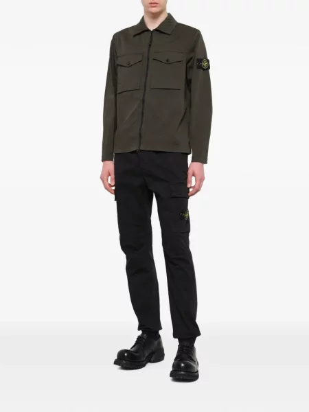 Сатенена риза Stone Island камъни зелено