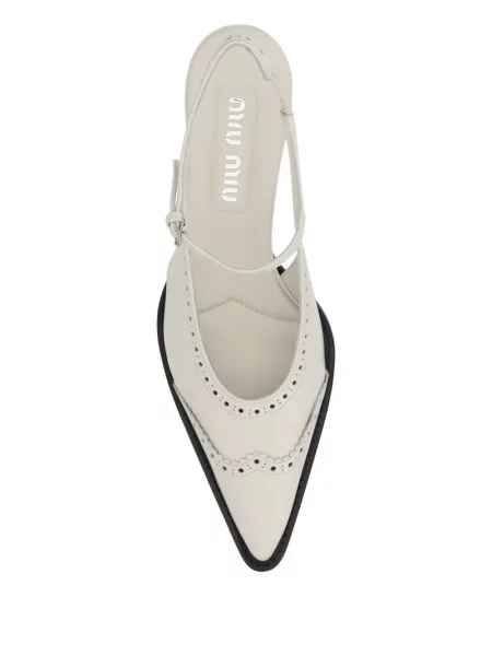 Pantofi cu toc Miu Miu din piele slingback alb