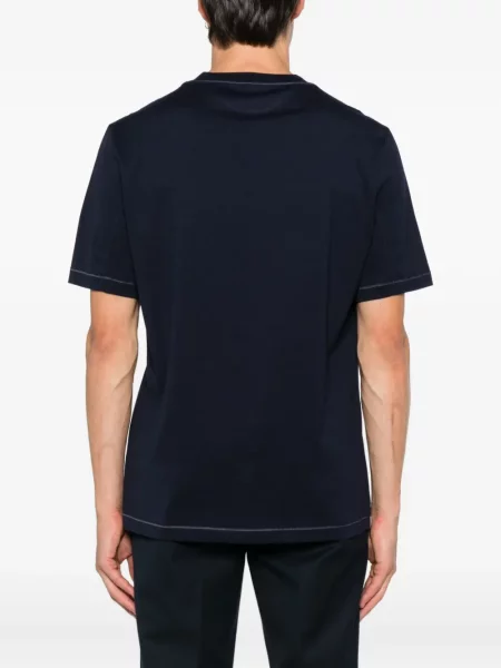 Tricou Brunello Cucinelli cu broderie cu decolteu rotund albastru