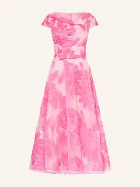 Talbot Runhof Sukienka Koktajlowa Z Żakardu pink różowa