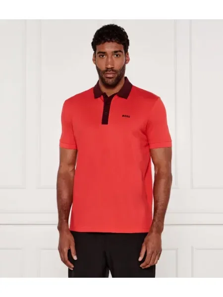Tricou polo Boss Green stretch roșu