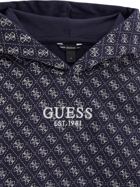 Bluza z kapturem dziecięca Guess niebieska