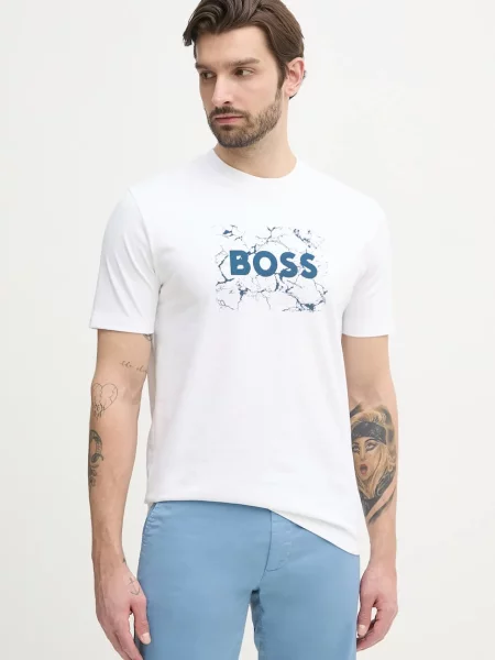 Тениска BOSS Orange с принт бяло