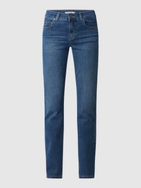 Spodnie materiałowe o kroju slim tapered fit z dodatkiem streczu model ‘Solid’ Angels niebieskie