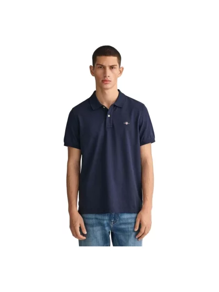 T-shirt z nadrukiem z logo i okrągłym dekoltem Gant granatowa