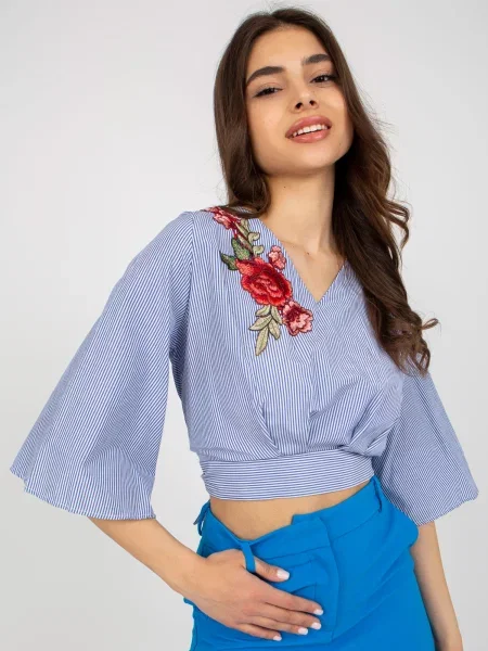 Cropp bluză Fashionhunters cu broderie alb