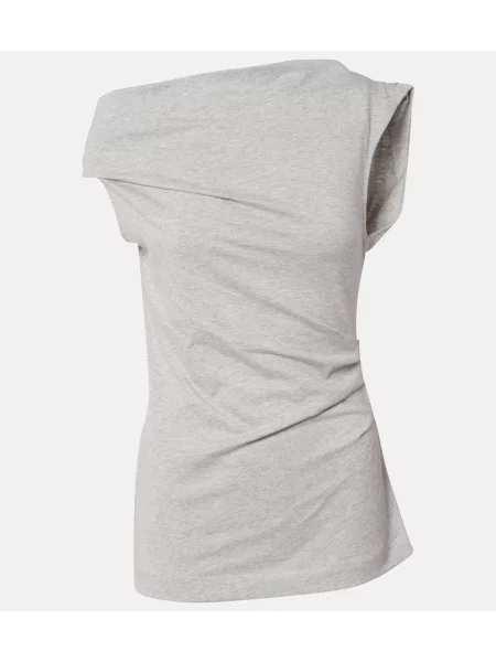 Top Dries Van Noten z dżerseju drapowany szary