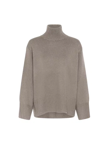 Sweter Inwear wełniany z wysokim kołnierzem beżowy