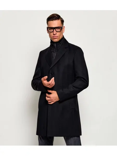 BOSS BLACK De lână palton 2 în 1 negru