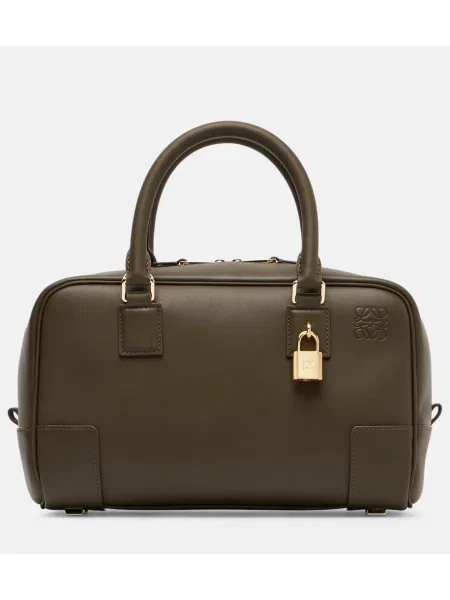 Usnjena usnjena torbica Loewe zelena