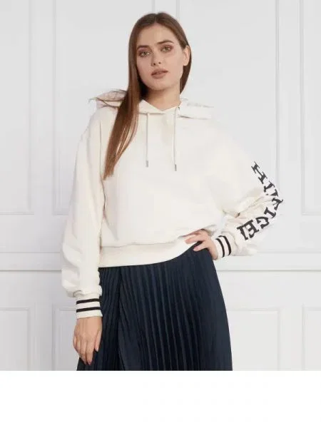 Tommy Hilfiger Hanorac REG MONOTYPE SLV CROP HOODIE | Relaxed fit alb