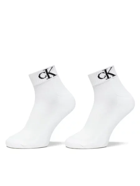 Σετ κοντές κάλτσες ανδρικές 2 τεμαχίων Calvin Klein Jeans λευκό